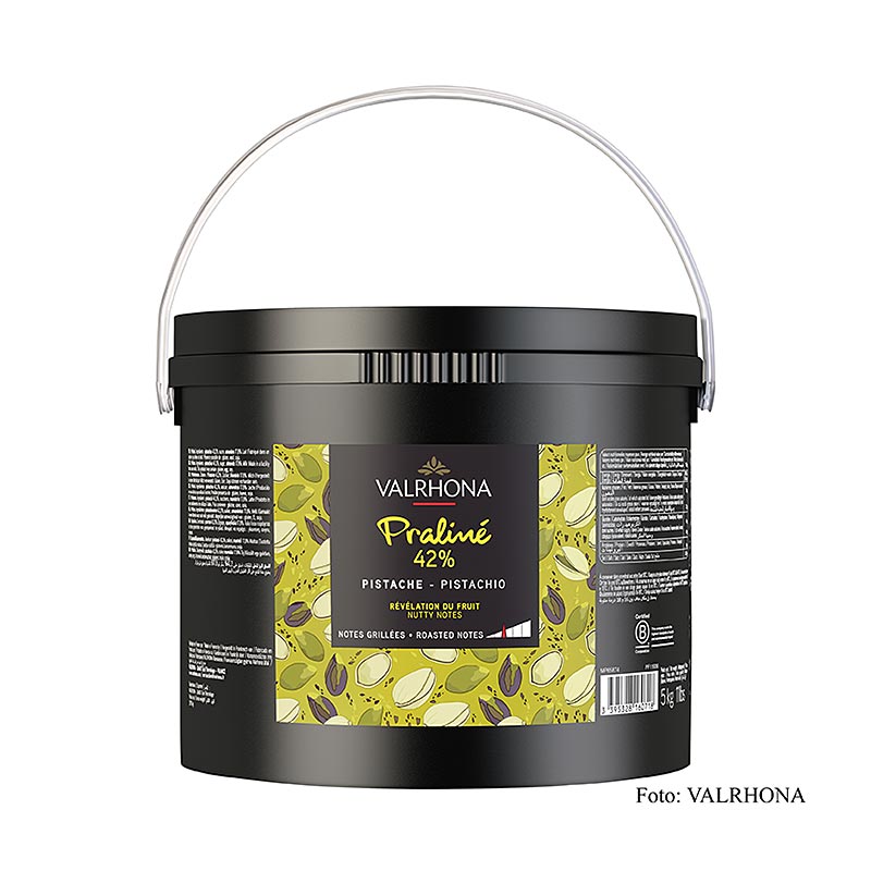 Valrhona Pistazien Praline Masse, 42%, fruchtig (11936) - 5 kg - Pe-eimer