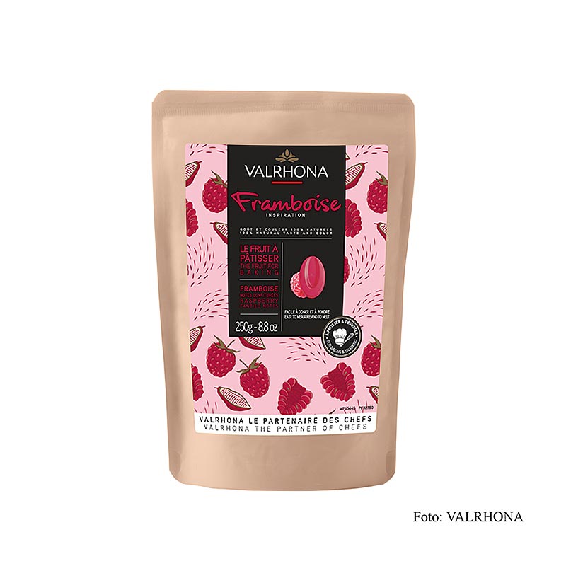 Valrhona Inspiration Himbeere, Himbeerspezialität mit Kakaobutter (32750) - 250 g - Beutel