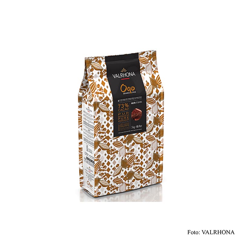 Valrhona OQO, copertura a base di fave di cacao intere, 73% cacao, panetto (40981) - 3kg - borsa