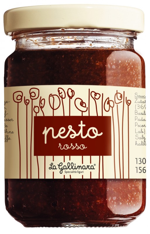 Pesto rosso, pesto de tomates sechees, La Gallinara - 130g - Verre