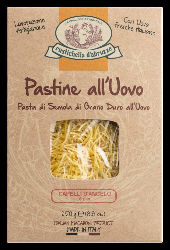 Capelli d`angelo all`uovo, egg noodles, Rustichella - 250 g - pack