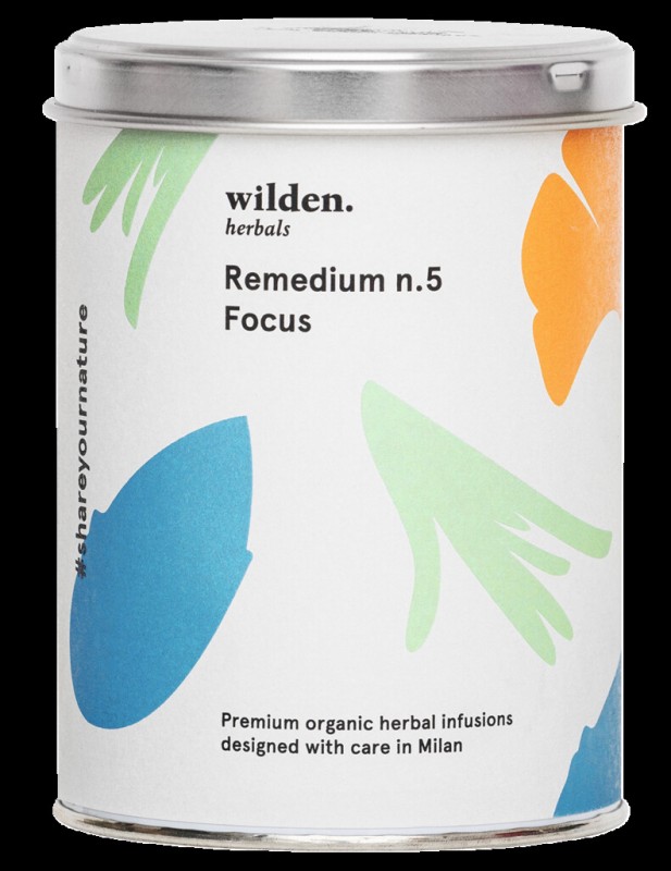 Remedium n.5 Fokus, organik, campuran teh Fokus, longgar, organik, herbal Wilden - 90 gram - Bisa