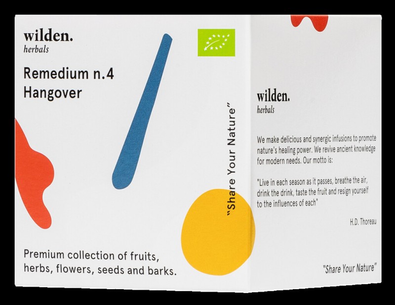 Remedium n.4 Pek Mabuk, organik, campuran teh Pek Mabuk, beg, organik, herba Wilden - 10 x 2g - pek