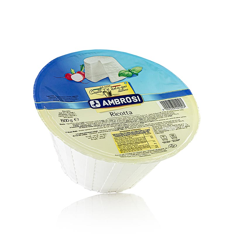 Ricotta cheese, made from cow`s milk, Ambrosi - 1.5kg - PE-can