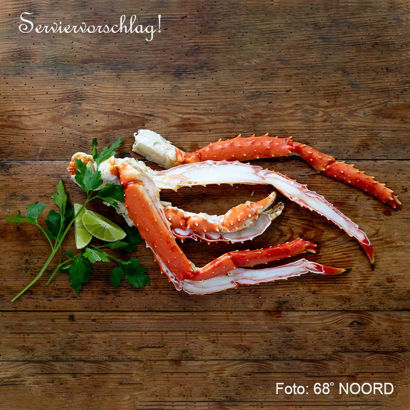 King crab legs and claws, cooked, halved, size M, 68°Noord - 400g - vacuum