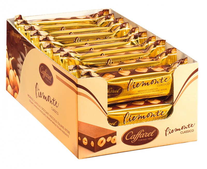 Piemonte Snack, Espositore, Tavolette di Torrone alla Nocciola, Espositore, Caffarel - 24 x 33 g - display