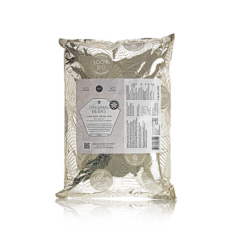 Edel Weiß Dom. Rep., 37%, Weiße Couverture, Callets, Original Beans, BIO - 2 kg - Beutel