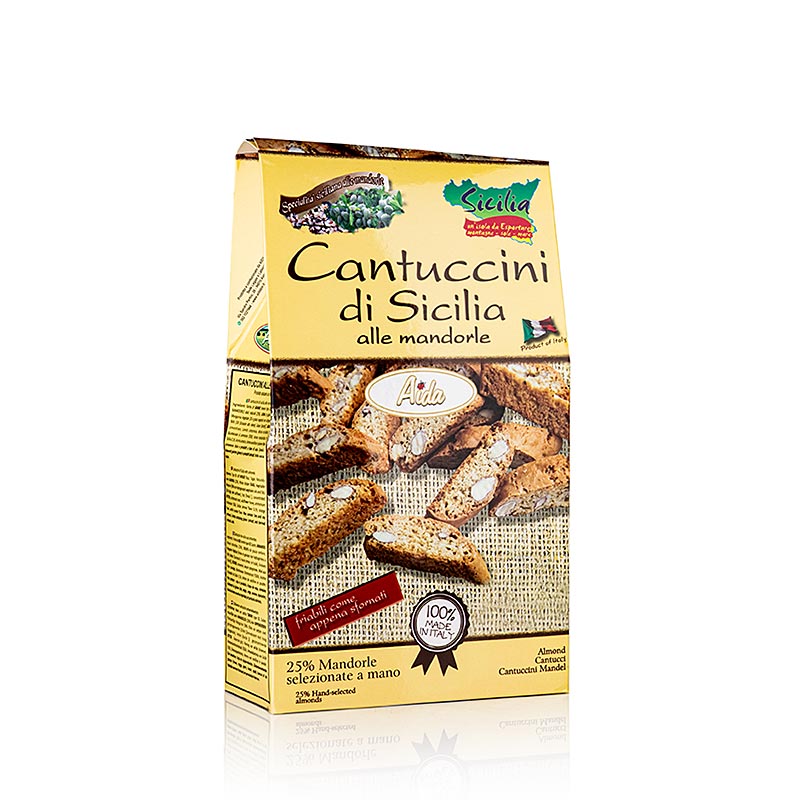 Cantuccini di Sicilia, pasticcini di mandorla italiani, Aida - 200 g - Cartone