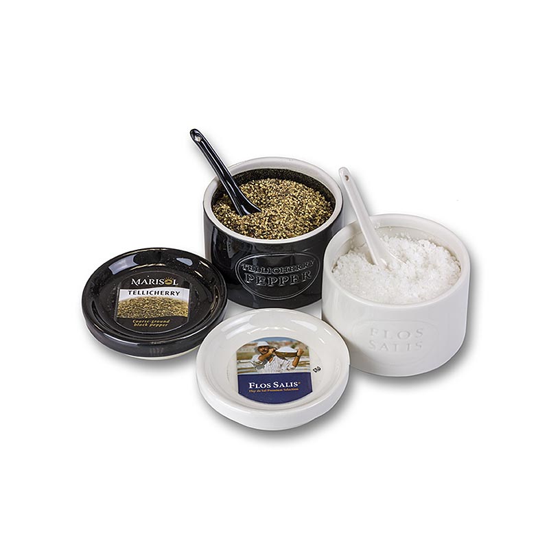 Keramikset, Marisol Flos Salis® 100g & Tellicherry Peffer 70g, Löffel, BIO - 170 g, 2 tlg. - Folie