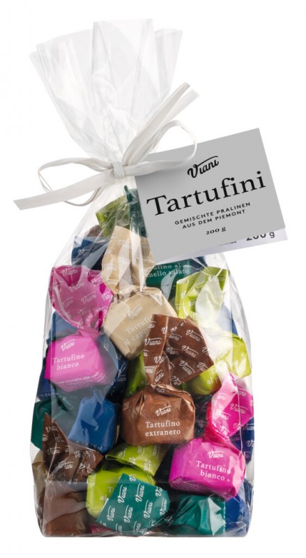 Tartufini dolci misti, sacchetto multicolori, Gemischte Schokoladenpralinen mit Haselnüssen, Viani - 200 g - Beutel