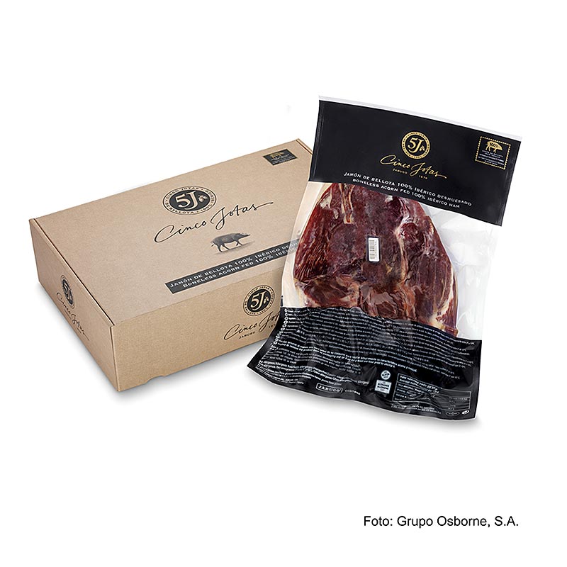 Cinco Jotas - 100% agern-fodret Iberico skinke, udbenet - ca. 3,5 kg - vakuum