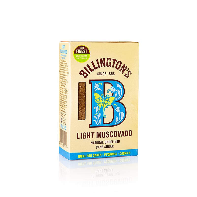 Zucchero muscovado, zucchero di canna leggero e grezzo, note di caramello, Billington - 500 g - scatola