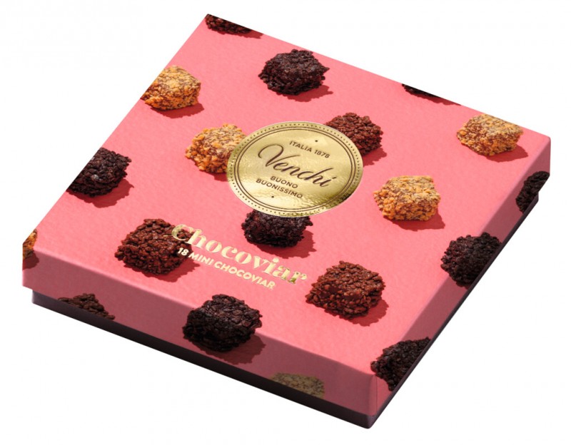 Confezione Regalo Chocoviar, mini cioccolatini Chocoviar assortiti, confezione regalo, Venchi - 125 g - pacchetto