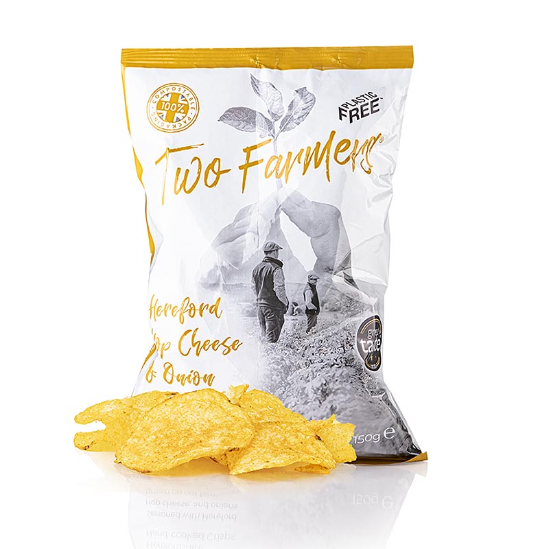 Dois fazendeiros - batatas fritas com queijo Hereford Hop e cebola - 150g - Sacos organicos