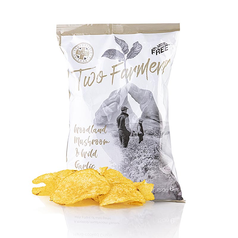 Two Farmers - Potato Chips Woodland Mushroom and Wild Garlic - 150 g - organic bags