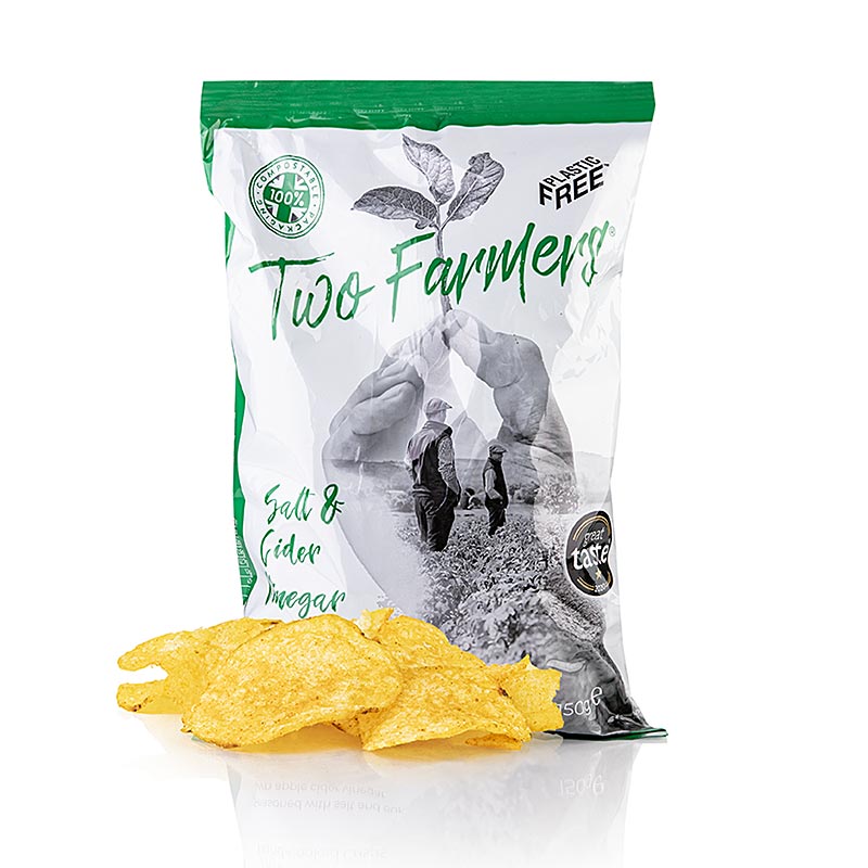 Twee boeren - chips, zout en ciderazijn - 150g - Biologische tassen