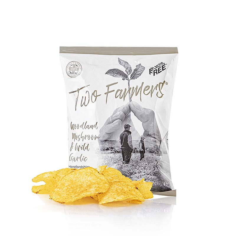 Twee boeren - Aardappelchips met boschampignons en wilde knoflook - 40g - Biologische tassen