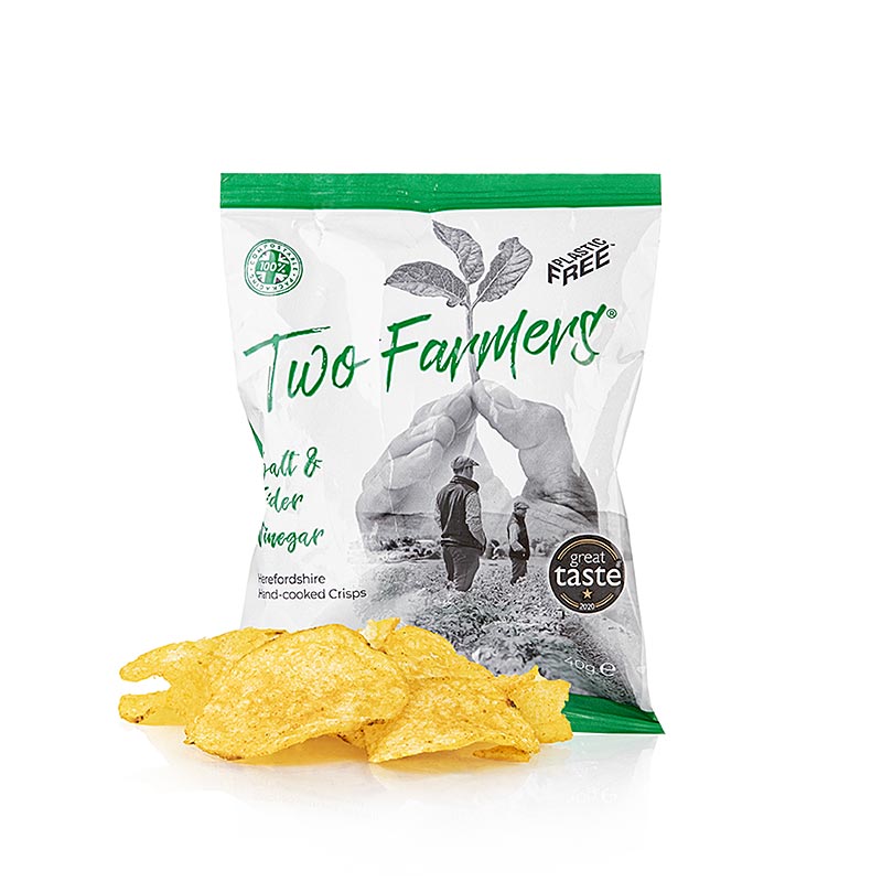 Twee boeren - chips, zout en ciderazijn - 40g - Biologische tassen