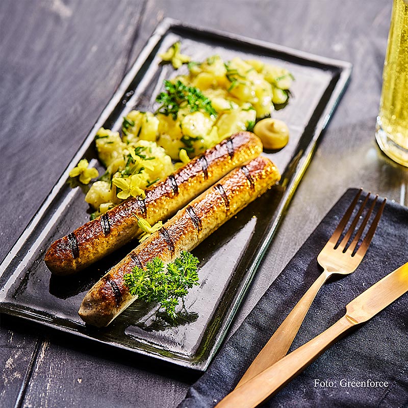 Herneproteiinista valmistettu Greenforce vegaaninen bratwurst, tuore - 540g, 6x90g - tyhjio