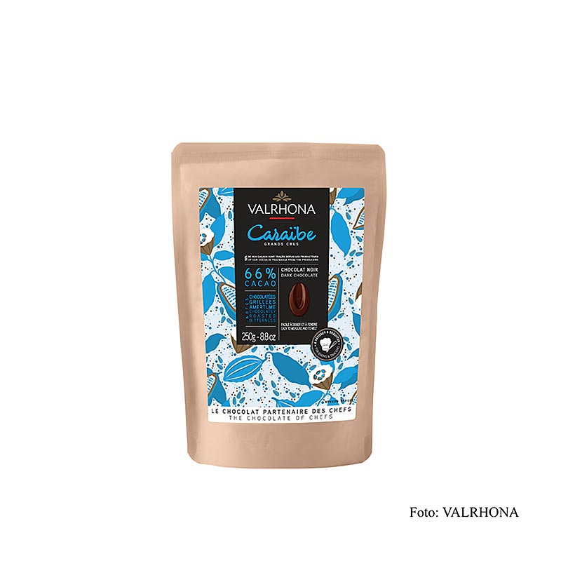 Valrhona Caraibe, dark chocolate 66%, callets - 250 g - bag