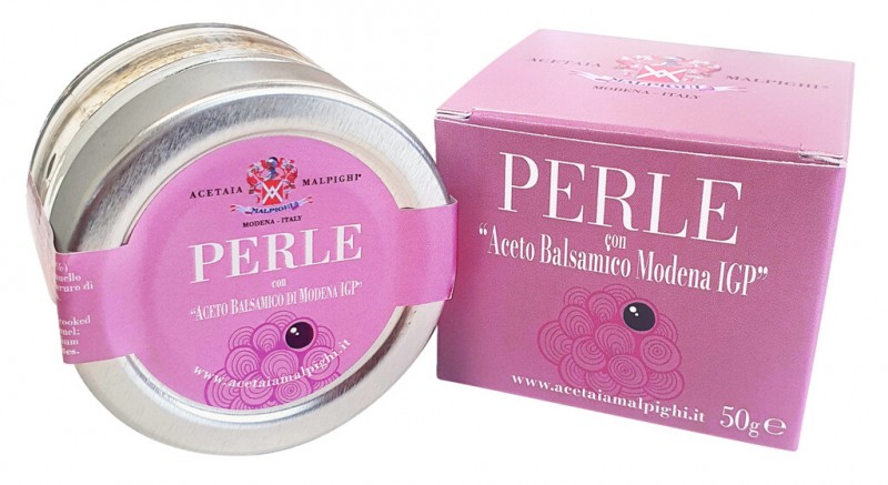 Pearl Balsamiche Nere, Balsamic Pearls, Black, Malpighi - 50 g - Glass