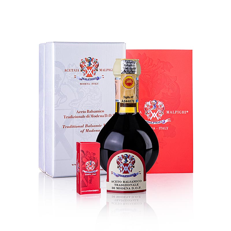 Aceto Balsamico Tradizionale DOP Affinato, 12 Jahre, Geschenkbox, Malpighi - 100 ml - Flasche