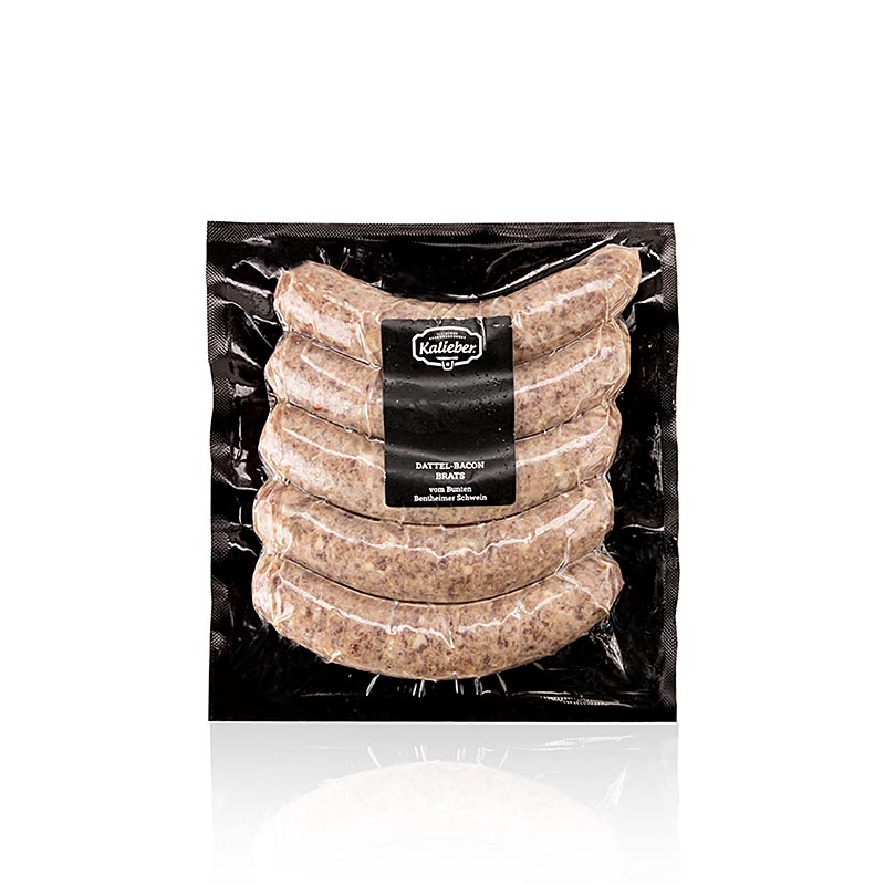 Salsiccia grigliata con pancetta e datteri, maiale Bentheimer, calibro - 500 g, 5 x 100 g - vuoto