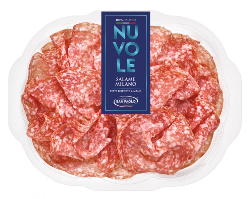 Salame Milano nazionale, Schweinesalami Mailänder Art, Aufschnitt, Salumificio San Paolo - 80 g - Packung