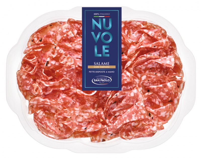 Salame al tartufo nazionale, varkenssalami met zomertruffel, vleeswaren, Salumificio San Paolo - 100g - pak