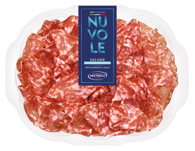 Salame al finocchio nazionale, venkelsalami, vleeswaren, Salumificio San Paolo - 100g - pak