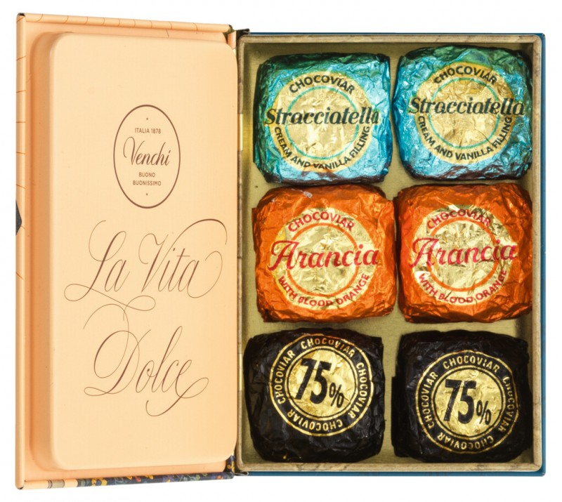 Mini Livre vintage, Melange de Chocolat, Coffret Cadeau Mini Livre, Venchi - 119g - Morceau