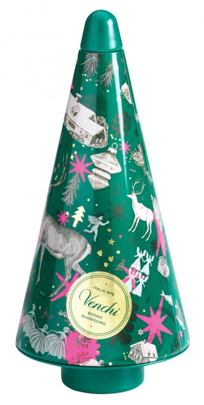 Christmas Anna Higgie Pine Metal Tin, Pinien-Geschenkdose mit Schok.-Pralinen, Venchi - 112 g - Dose