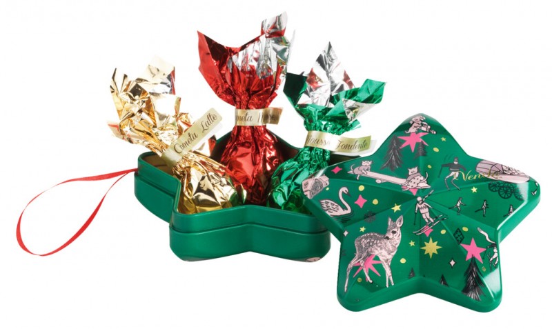 Star Metal Tin Bannecker, star gift tin with chocolate comets, Venchi - 37g - Piece