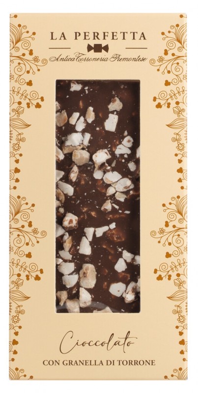 Tavoletta Cioccolato con Granella di Torrone, chocolate with pieces of Torrone, Antica Torroneria Piemontese - 85 g - Piece