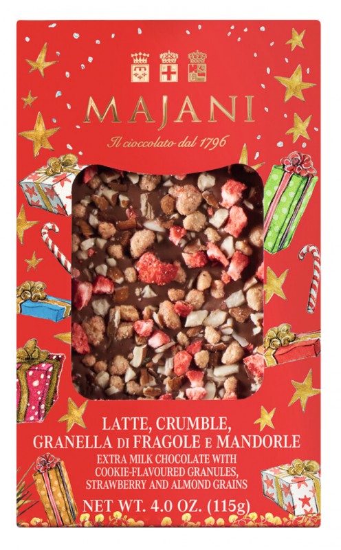 Le Golose Natale, Winterliche Vollmilchschokolade, Majani - 115 g - Stück