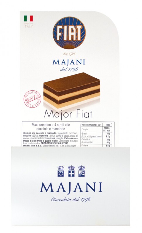 Major Fiat Classico, espositore, layered pralines, hazelnut and almond cream, Majani - 60 x 20 g - display