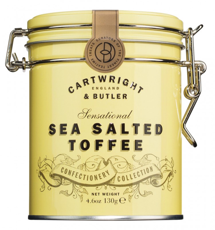 Toffees with Sea Salt, Creamy Chewy Candy with Sea Salt, Cartwright and Butler - 130 g - can