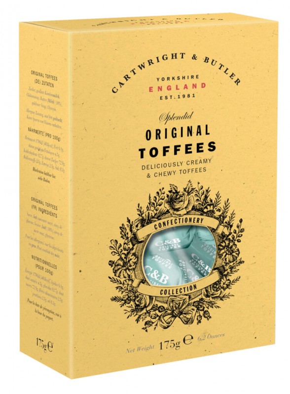 Toffees originaux, bonbons cremeux et moelleux, Cartwright et Butler - 130g - paquet