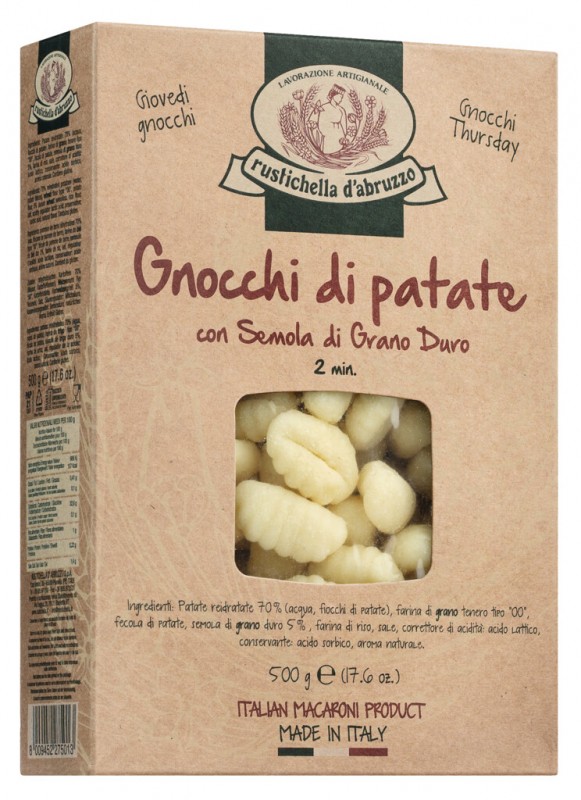 Gnocchi di patate, gnocchi di patate, Rustichella - 500 g - pacchetto