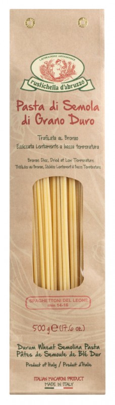 Spaghettoni del Leone, Hartweizengrießnudeln, Rustichella - 500 g - Packung