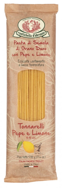 Tonnarelli Pepe e Limone, Spaghetti mit Pfeffer und Zitrone, Rustichella - 500 g - Packung