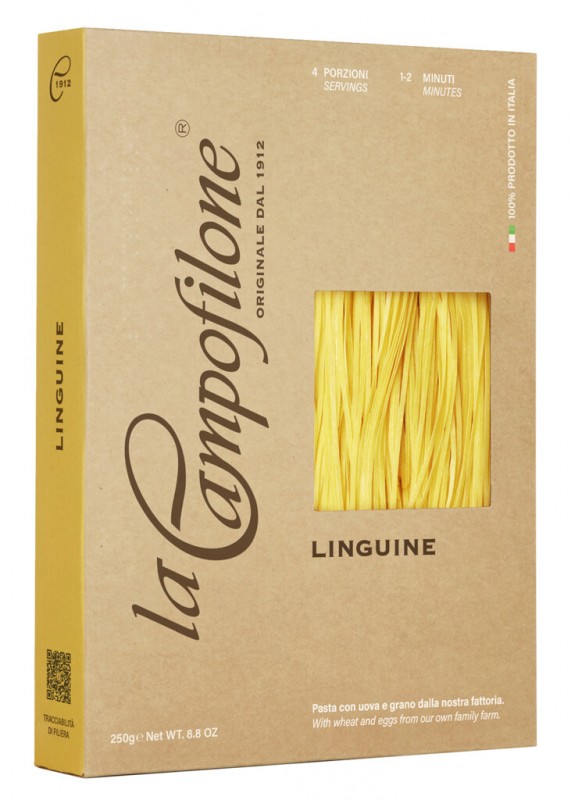 Linguine, egg noodles, La Campofilone - 250 g - pack