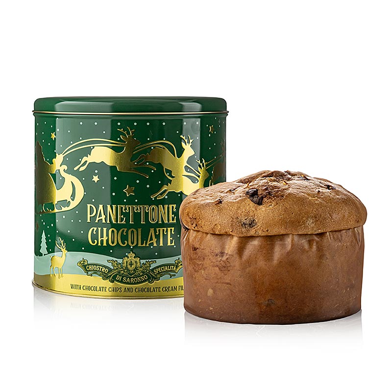 Christmas cake Panettone - chocolate, metal tin Reindeer, Lazzaroni - 750 g - can