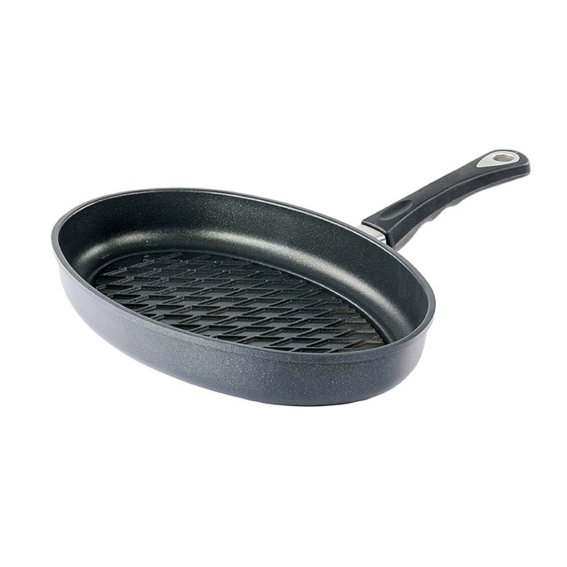 AMT Gastroguss, Grillpfanne, oval, Induktion, mit BBQ-Rautenmuster 35x24cm - 1 Stück - Lose