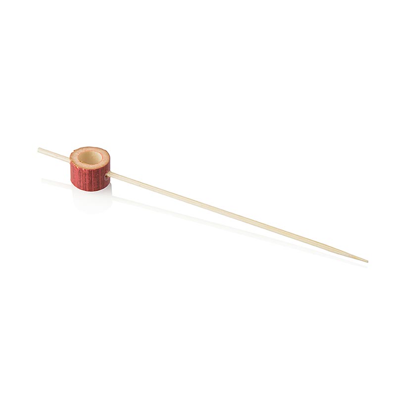 Wooden skewers, with perforated red wooden disc, 12 cm - 100 hours - box