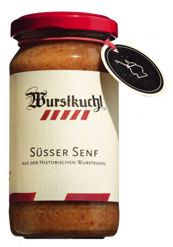 SÃ¸de sennep, fra den historiske Wurstkuchl, Wurstkuchl - 200 ml - Glas