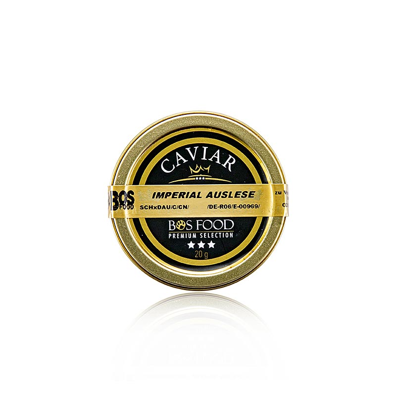 sélection de caviar Imperial, traversant lAmour x Kaluga esturgeon (schrenckii x dau), Chine - 20 g - Verre