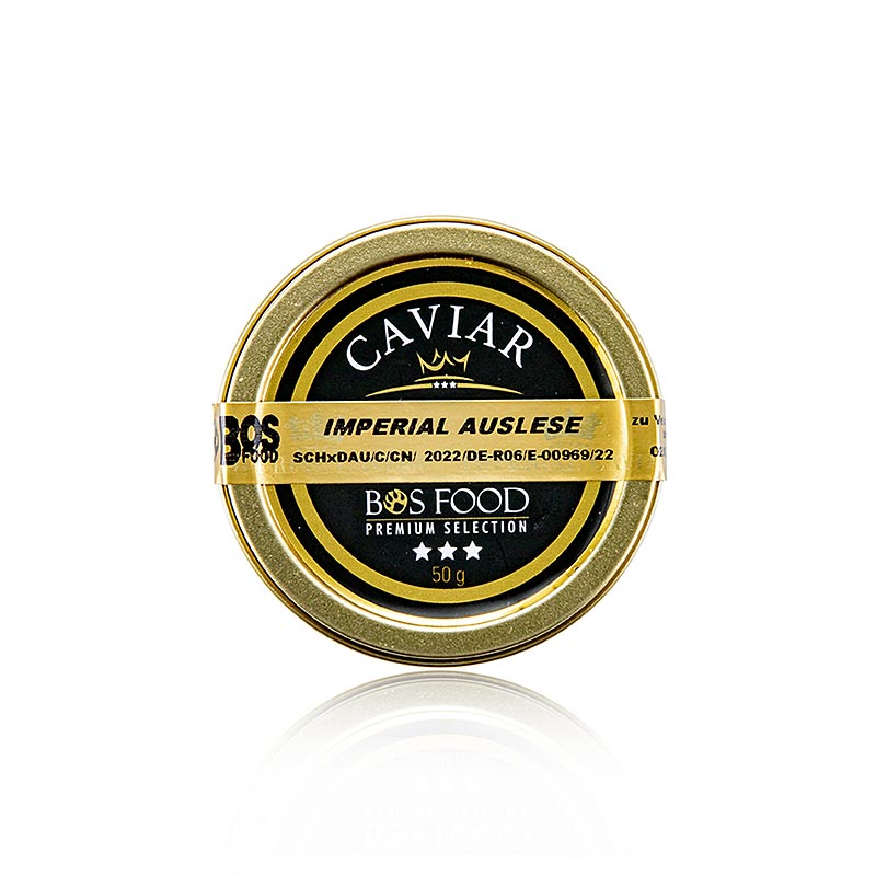 sélection de caviar Imperial, traversant lAmour x Kaluga esturgeon (schrenckii x dau), Chine - 50 g - Ãtain