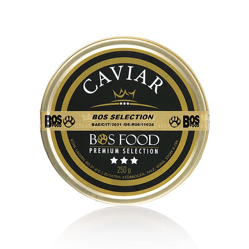 SÃ©lection caviar d'esturgeon sibÃ©rien Acipenser baerii, l'aquaculture en Chine - 250 g - Ãtain