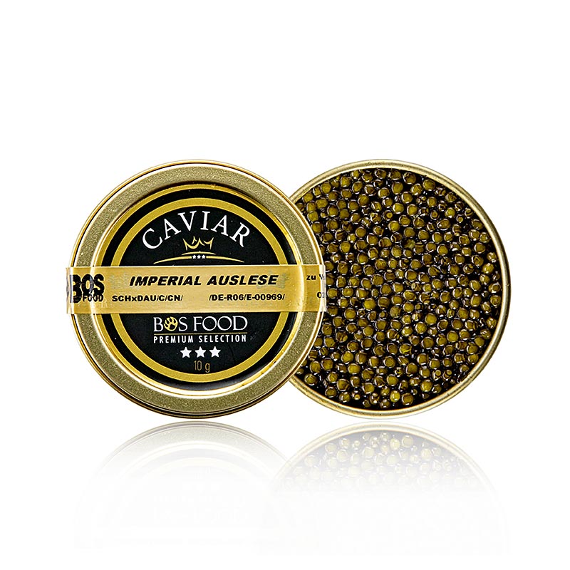 Imperial Auslese caviar, cross between Amur x Kaluga sturgeon (schrenckii x dau), China - 10 g - can